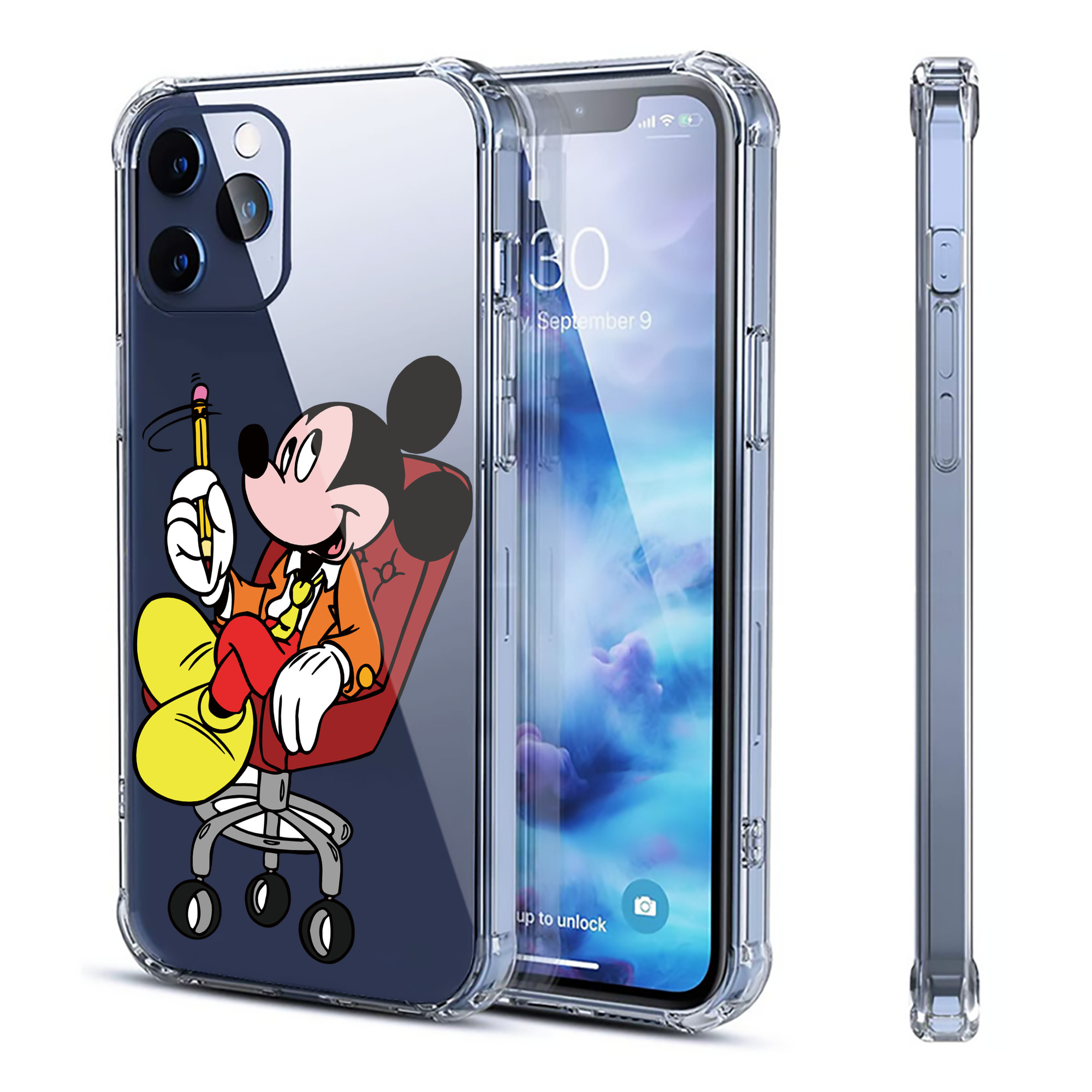 （画像用） ミッキーマウス Mickey Mouse 【iPhone 12シリーズ対応】透明スマホケース（クリアソフトケース）
